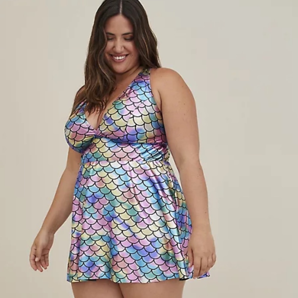Torrid Mermaid Mid Length Swim Dress - Picture 1 of 4
